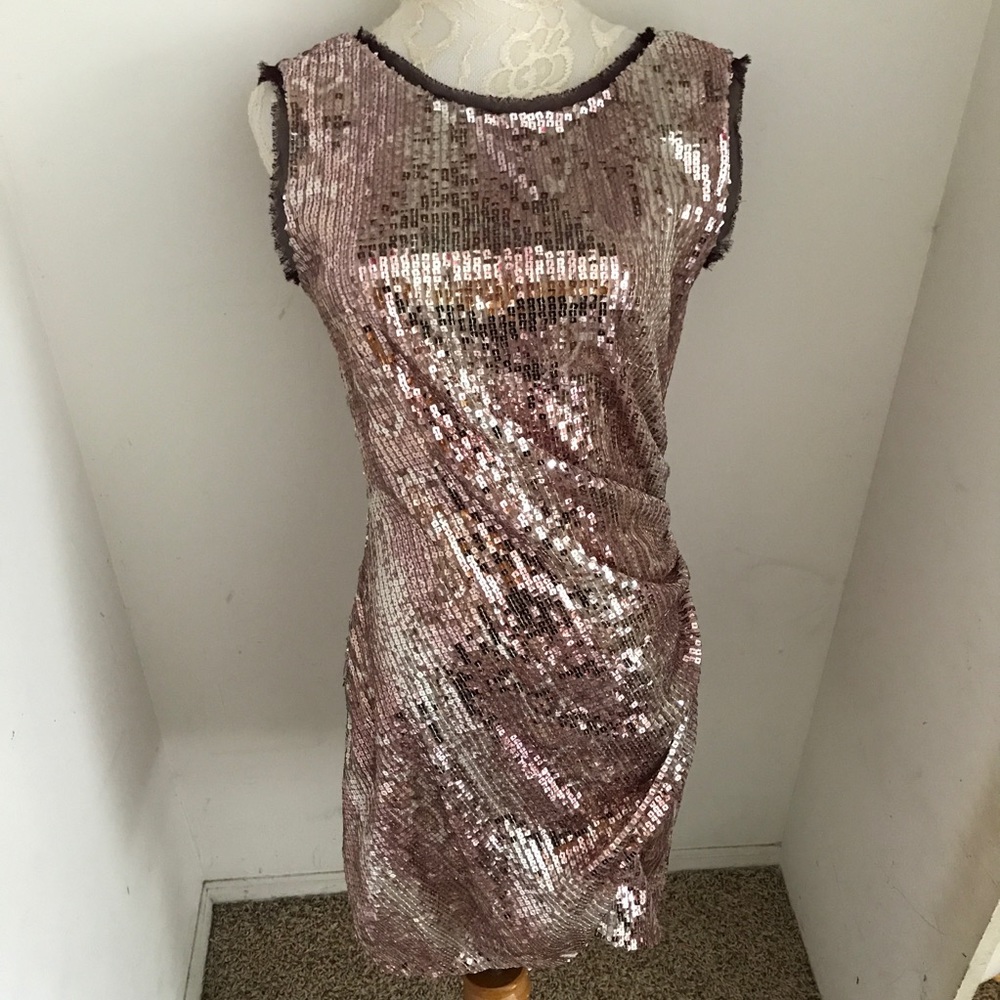 BOSTON PROPER Womens Pink Sequin Dress Size 6